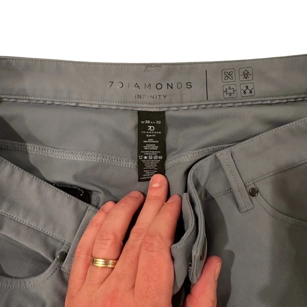 7 Diamonds Gray Chino Pants 38 Slim Fit